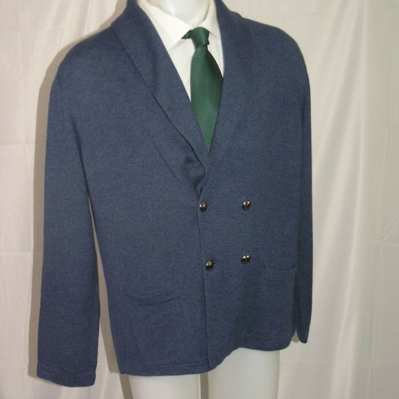 Ralph Lauren Purple Label Blue 100% Cashmere Sweater Jacket XL NWT